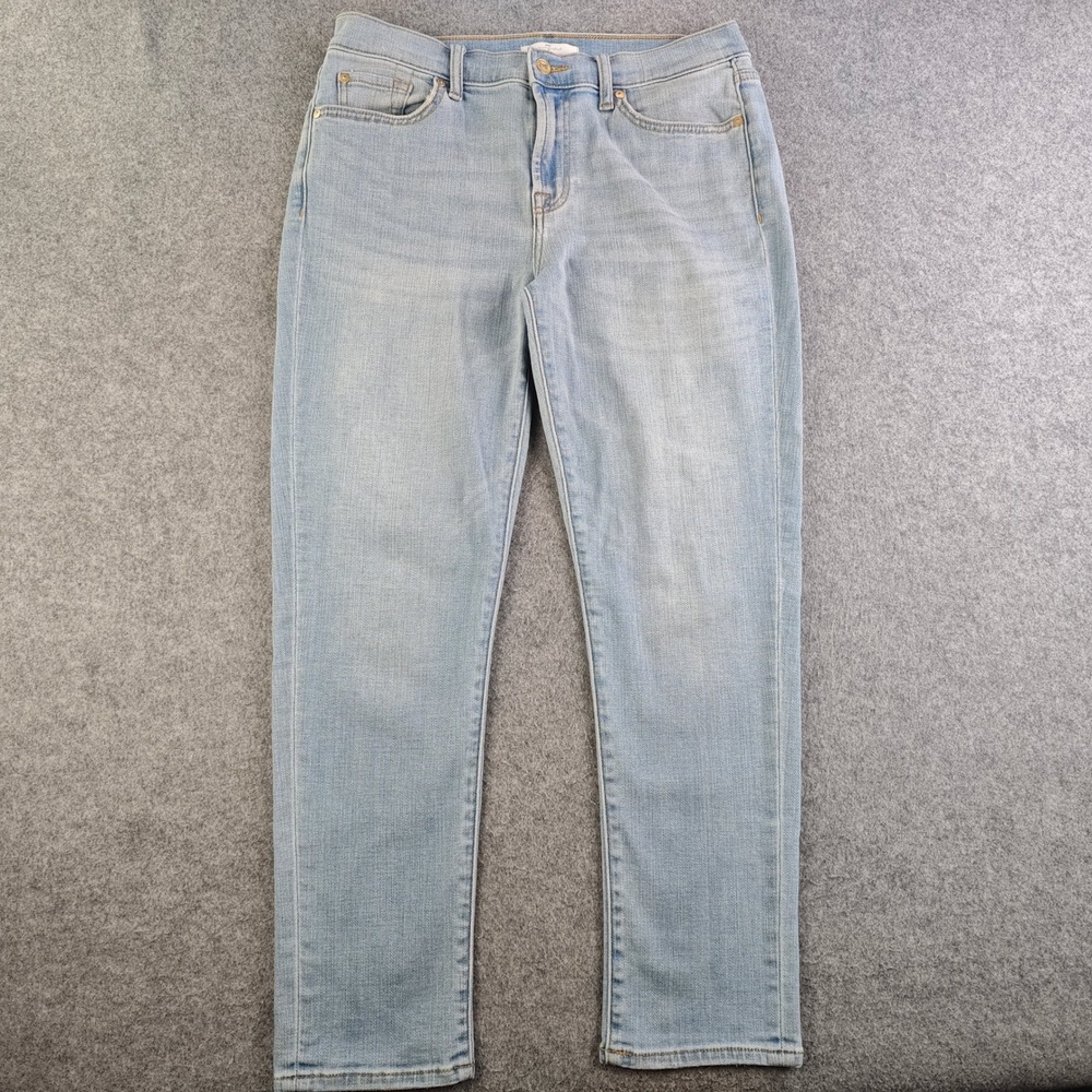 7 For All Mankind Ankle Skinny Jeans Womens 29 Light Wash Blue Stretch Denim